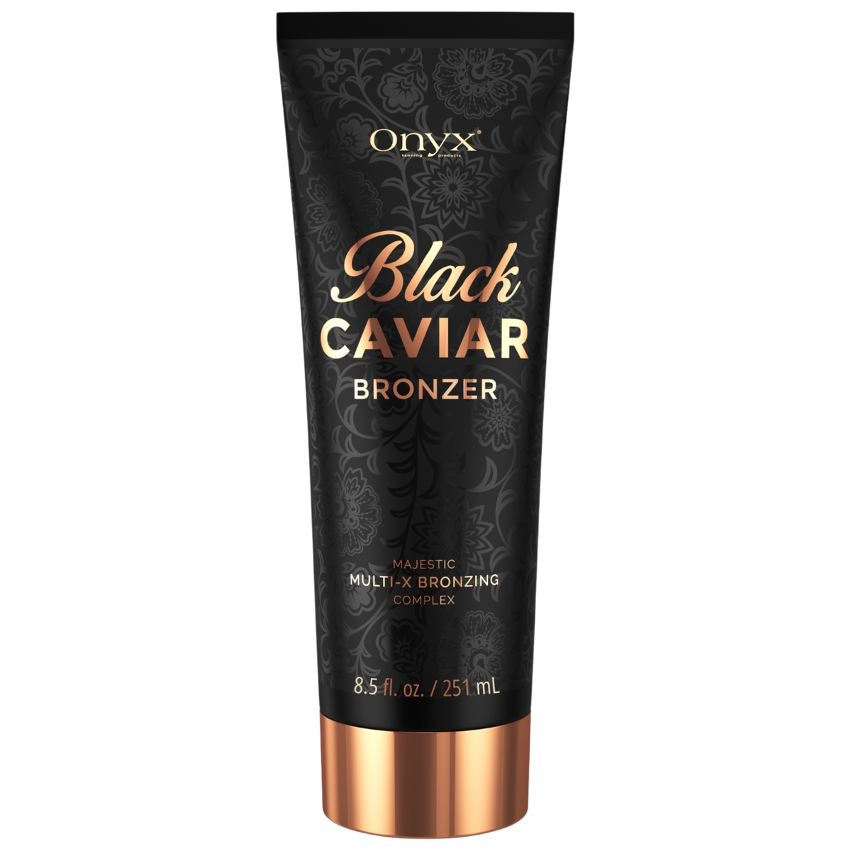 Onyx Black Caviar Bronzer product shot, a high-performance bronzing sunbed cream for a deep tan.