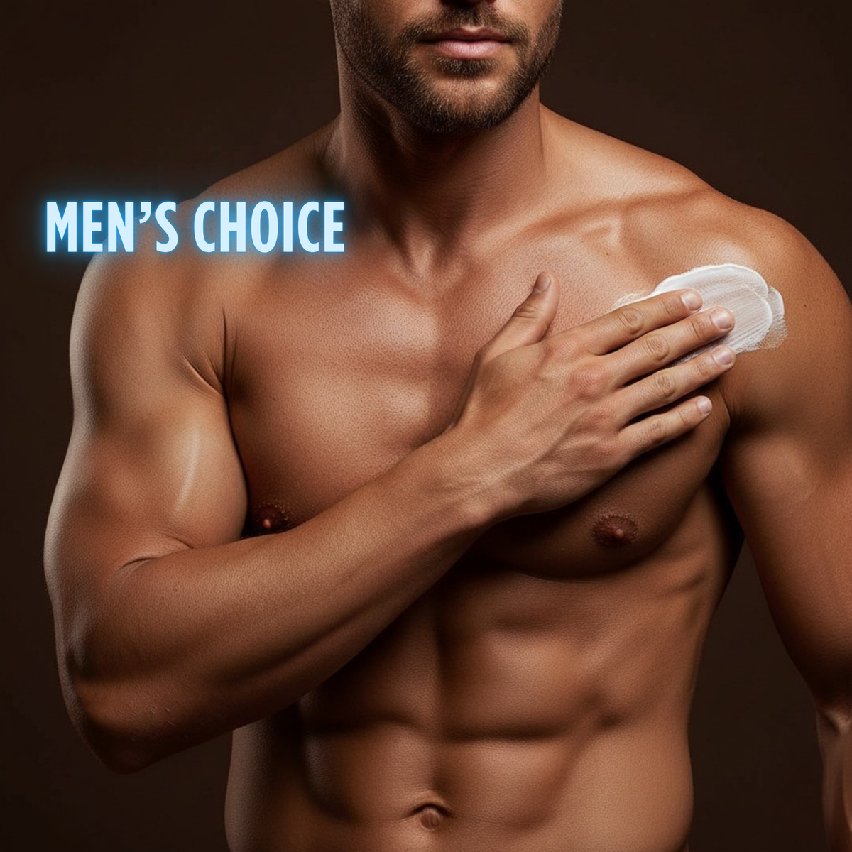 Man applying Onyx HE tanning accelerator cream on chest, best men’s choice for quick natural tan