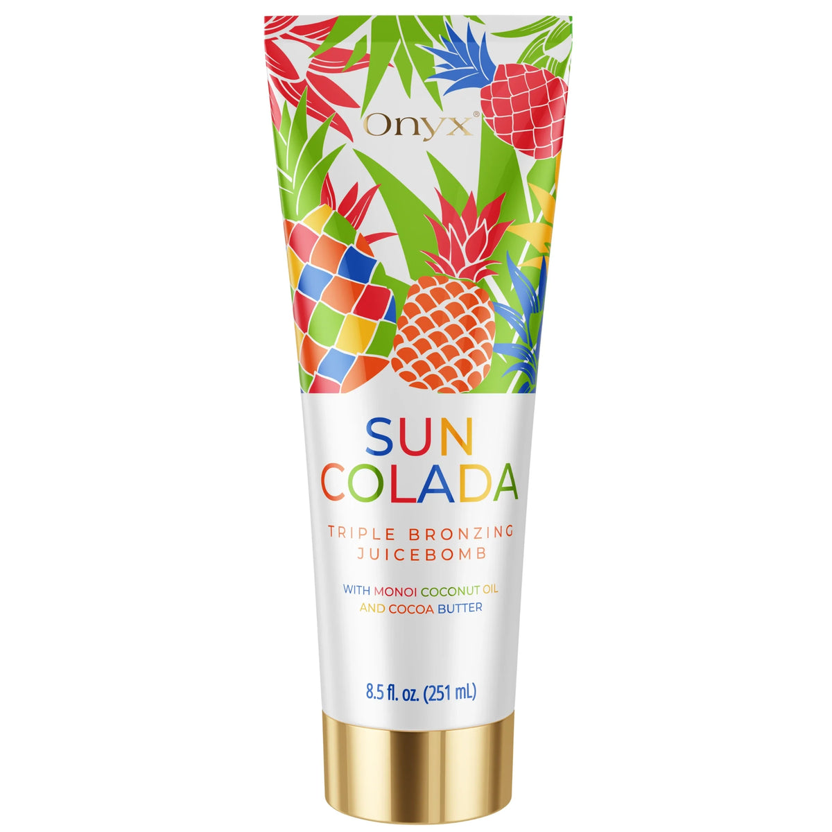 Onyx Suncolada sunbed tanning accelerator cream tube isolated on white background