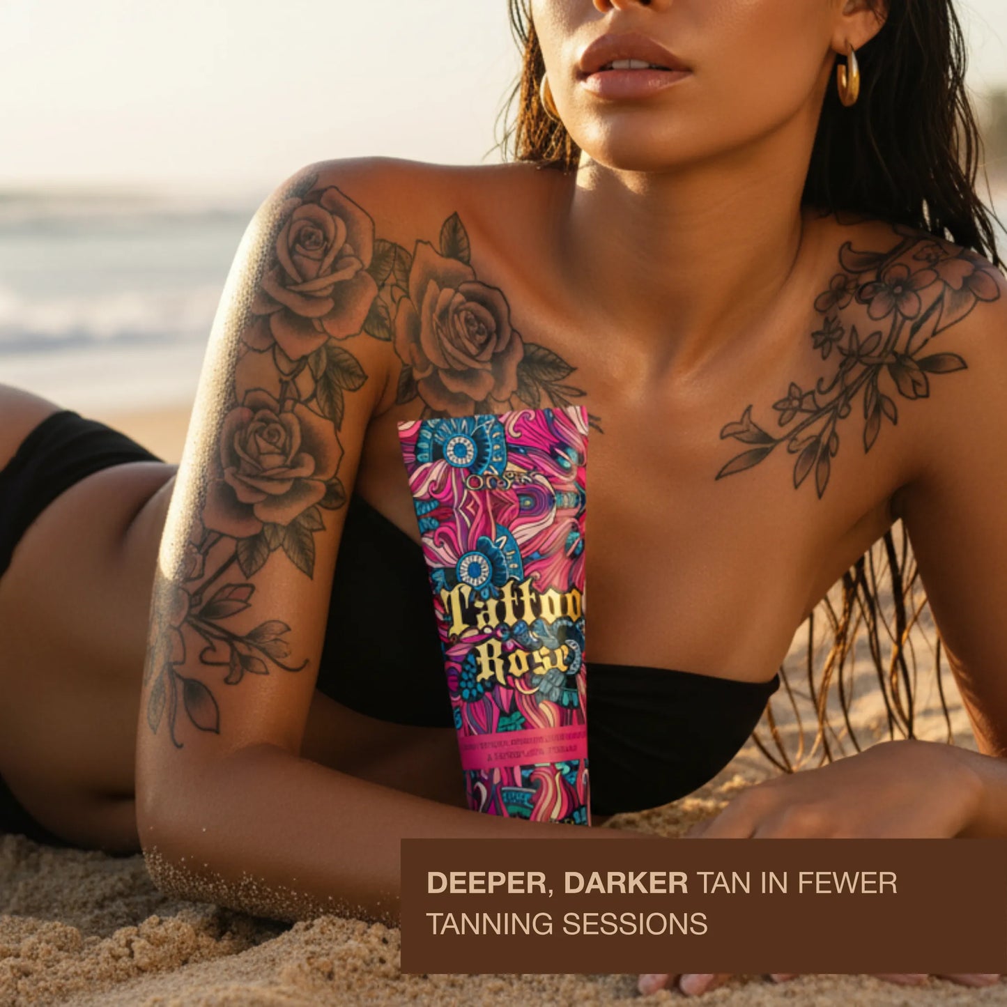 Tattoo Rose Sunbed Bronzing Accelerator for Women with Tattoo Care
