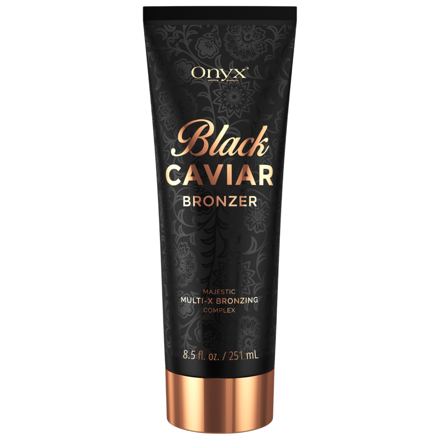 Onyx Black Caviar Bronzer product shot, a high-performance bronzing sunbed cream for a deep tan.