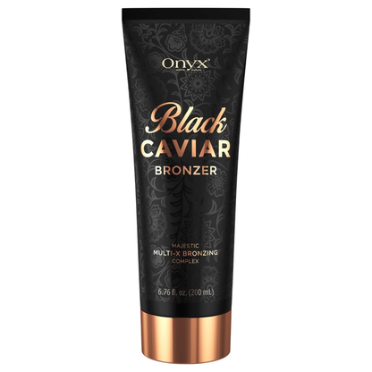 Onyx Black Caviar Bronzer product shot, a high-performance bronzing sunbed cream for a deep tan.