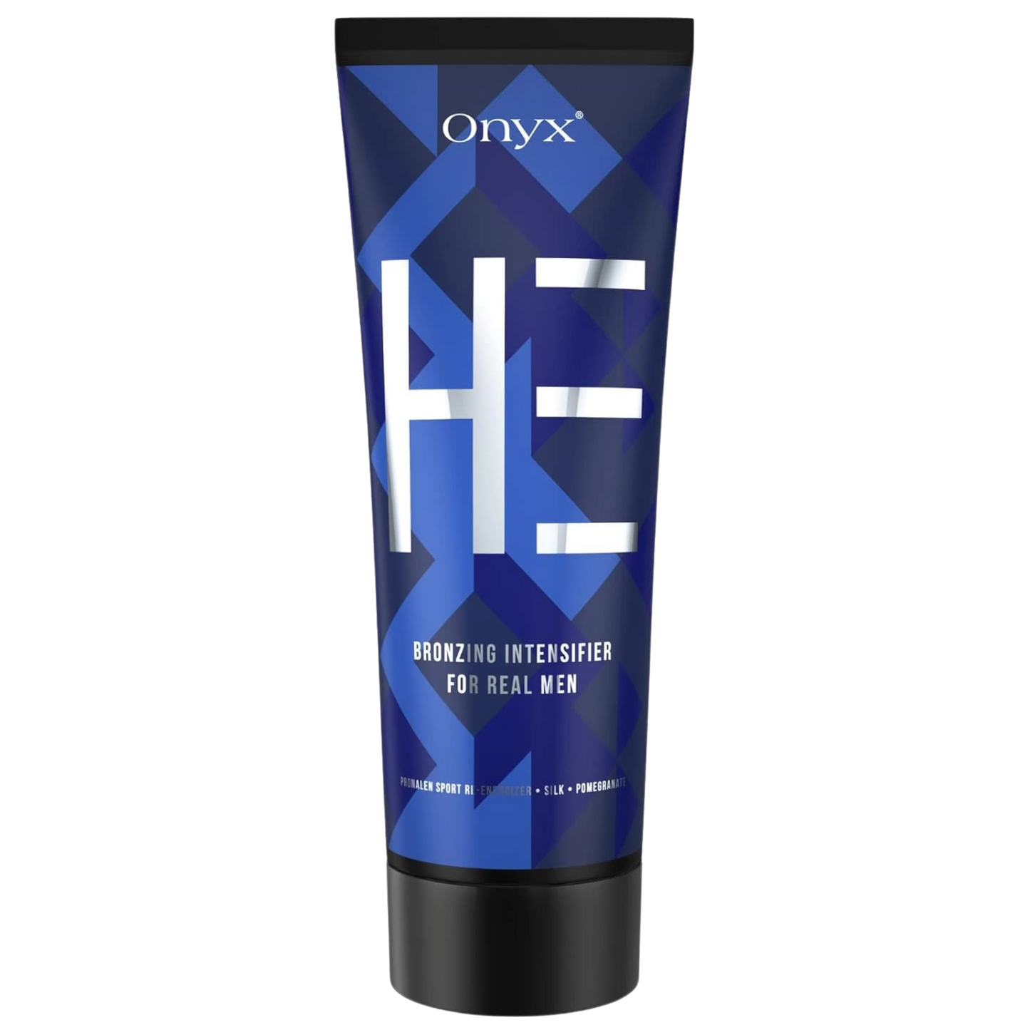Onyx HE Bronzing Intensifier – premium tanning lotion for men, enriched with sport revitalizer and pomegranate extract.