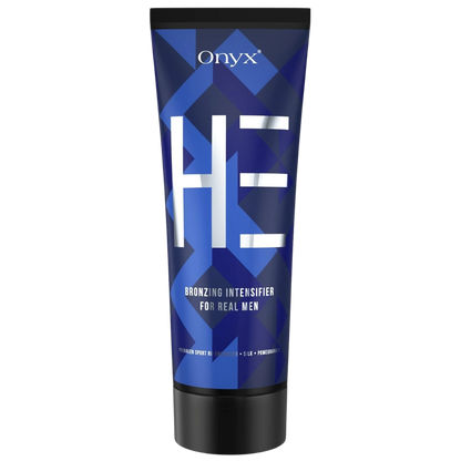 Onyx HE Bronzing Intensifier – premium tanning lotion for men, enriched with sport revitalizer and pomegranate extract.