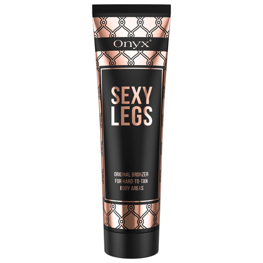 Onyx Sexy Legs bronzing cream tube standing upright on a white background